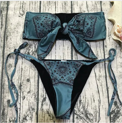 Bikini Swimsuit with Strapless Design