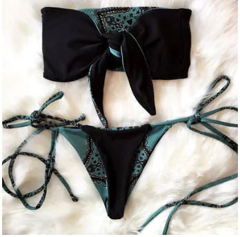 Bikini Swimsuit with Strapless Design