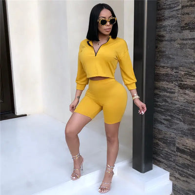 Sexy V-Neck Crop Top and Sweatpants Set
