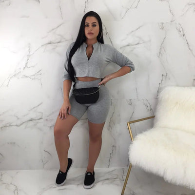 Sexy V-Neck Crop Top and Sweatpants Set